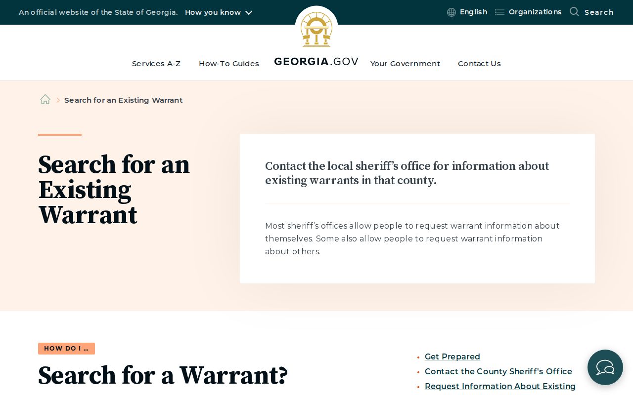 Georgia official guidance for checking an existing Whitfield County warrant