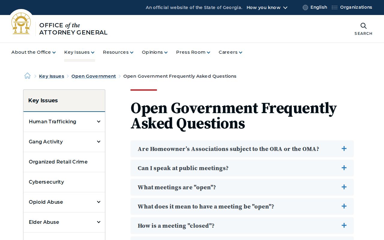 Georgia open-records law mechanics for Whitfield County booking records