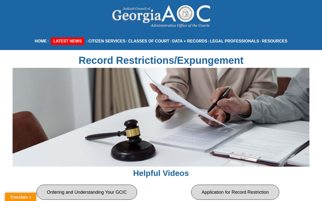 Georgia Courts record restriction guidance for Whitfield County arrest records