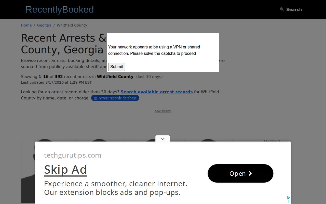 RecentlyBooked Whitfield County unofficial arrest coverage